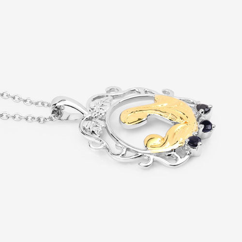 0.12 Carat Genuine Blue Sapphire .925 Sterling Silver Pendant on sale at MyriadMart