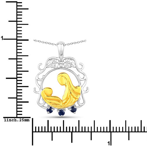 0.12 Carat Genuine Blue Sapphire .925 Sterling Silver Pendant on sale at MyriadMart