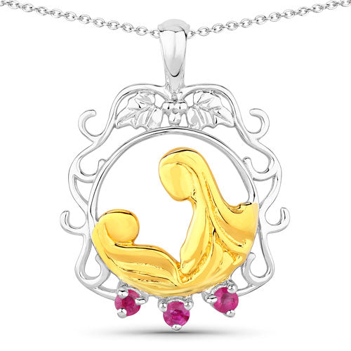 0.14 Carat Genuine Ruby .925 Sterling Silver Pendant on sale at MyriadMart