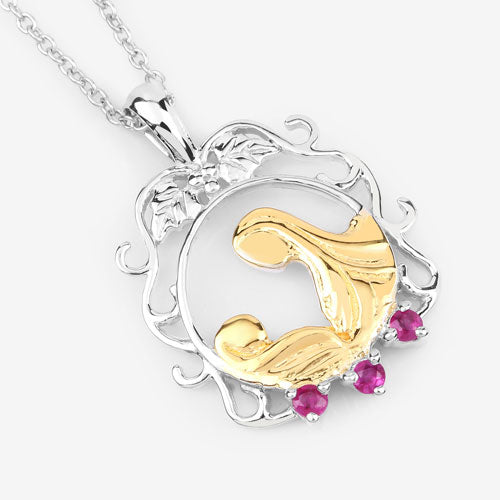 0.14 Carat Genuine Ruby .925 Sterling Silver Pendant on sale at MyriadMart