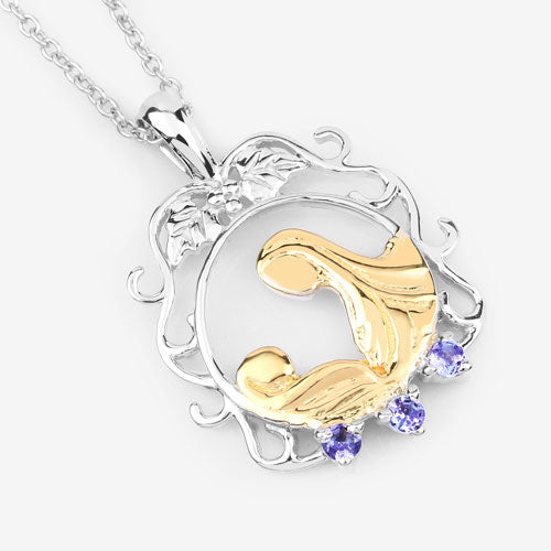 0.11 Carat Genuine Tanzanite .925 Sterling Silver Pendant on sale at MyriadMart