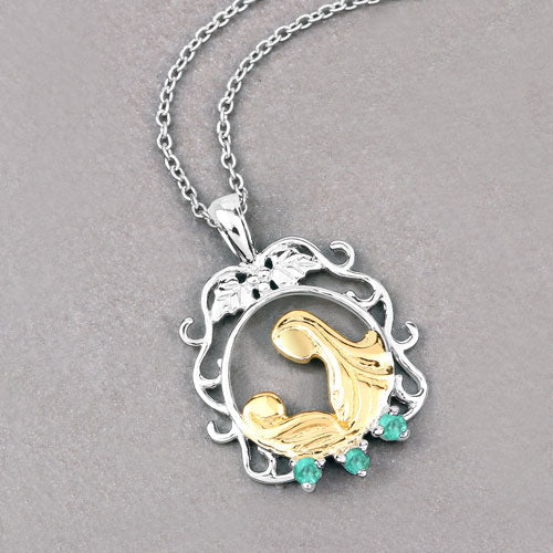 0.09 Carat Genuine Emerald .925 Sterling Silver Pendant on sale at MyriadMart