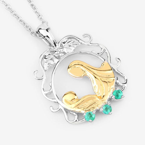 0.09 Carat Genuine Emerald .925 Sterling Silver Pendant on sale at MyriadMart