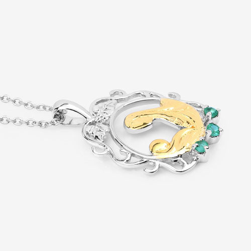 0.09 Carat Genuine Emerald .925 Sterling Silver Pendant on sale at MyriadMart