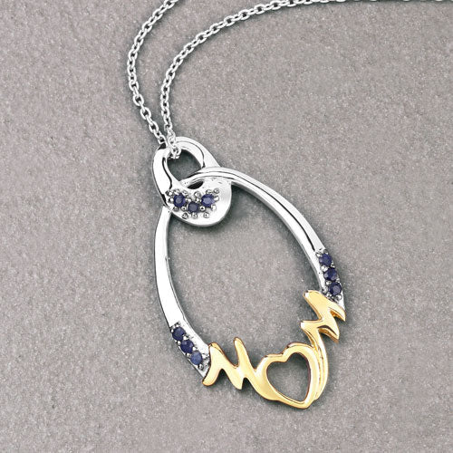0.18 Carat Genuine Blue Sapphire .925 Sterling Silver Pendant on sale at MyriadMart