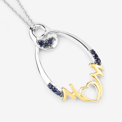 0.18 Carat Genuine Blue Sapphire .925 Sterling Silver Pendant on sale at MyriadMart