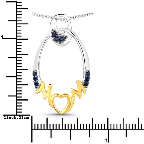 0.18 Carat Genuine Blue Sapphire .925 Sterling Silver Pendant on sale at MyriadMart