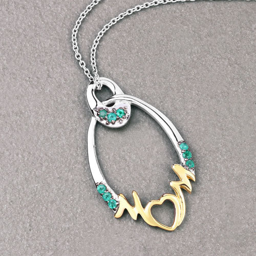 0.15 Carat Genuine Emerald .925 Sterling Silver Pendant on sale at MyriadMart