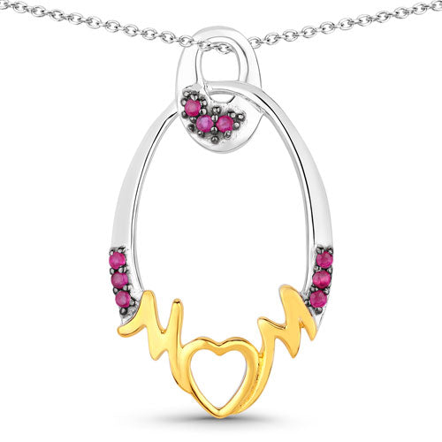 0.18 Carat Genuine Ruby .925 Sterling Silver Pendant on sale at MyriadMart