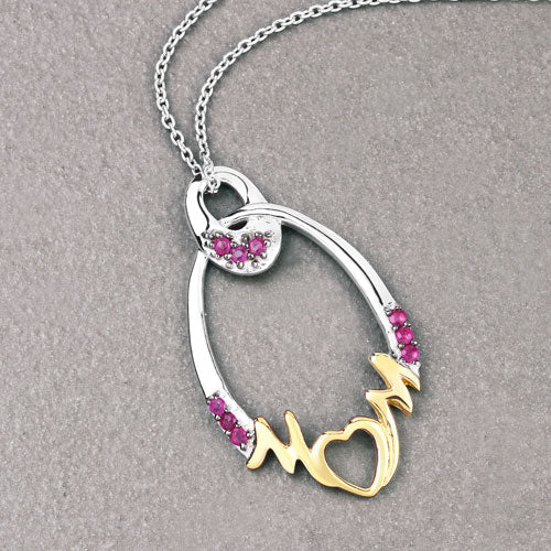 0.18 Carat Genuine Ruby .925 Sterling Silver Pendant on sale at MyriadMart