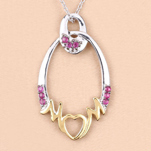 0.18 Carat Genuine Ruby .925 Sterling Silver Pendant on sale at MyriadMart