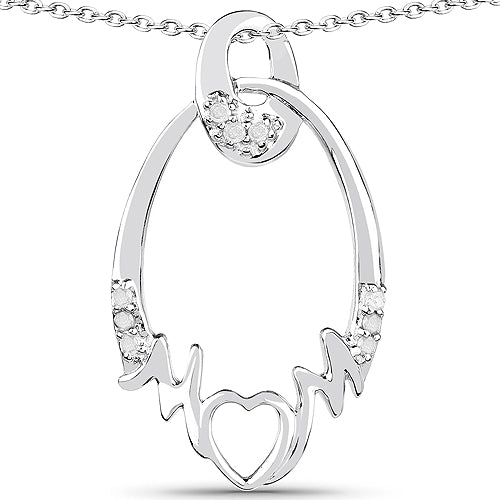0.14 Carat Genuine White Diamond .925 Sterling Silver Pendant on sale at MyriadMart