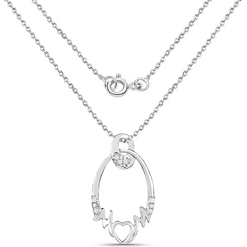 0.14 Carat Genuine White Diamond .925 Sterling Silver Pendant on sale at MyriadMart