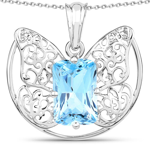 11.10 Carat Genuine Swiss Blue Topaz .925 Sterling Silver Pendant on sale at MyriadMart