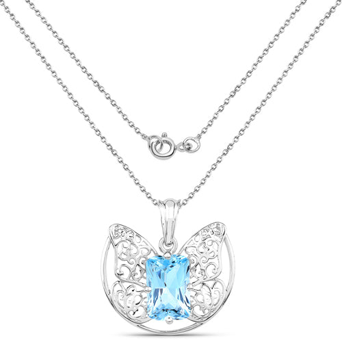 11.10 Carat Genuine Swiss Blue Topaz .925 Sterling Silver Pendant on sale at MyriadMart