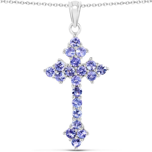 2.00 Carat Genuine Tanzanite .925 Sterling Silver Pendant on sale at MyriadMart