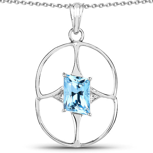 5.26 Carat Genuine Swiss Blue Topaz .925 Sterling Silver Pendant on sale at MyriadMart