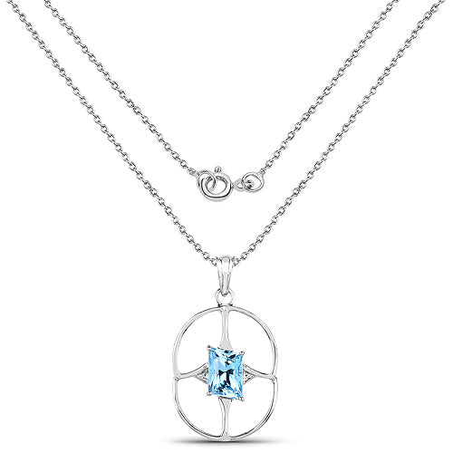 5.26 Carat Genuine Swiss Blue Topaz .925 Sterling Silver Pendant on sale at MyriadMart