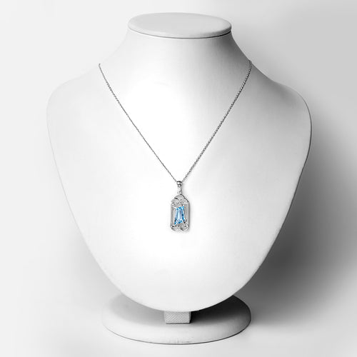 4.57 Carat Genuine Swiss Blue Topaz & White Topaz .925 Sterling Silver Pendant on sale at MyriadMart