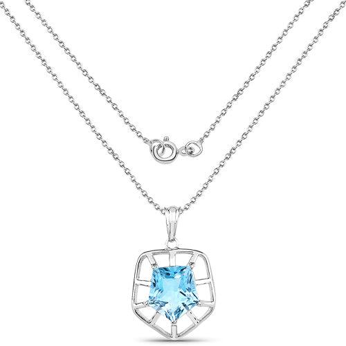 7.60 Carat Genuine Blue Topaz .925 Sterling Silver Pendant on sale at MyriadMart
