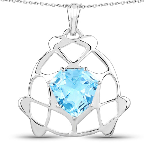 11.50 Carat Genuine Swiss Blue Topaz .925 Sterling Silver Pendant on sale at MyriadMart