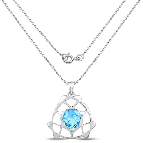 11.50 Carat Genuine Swiss Blue Topaz .925 Sterling Silver Pendant on sale at MyriadMart