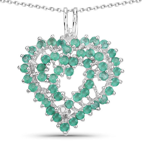 1.53 Carat Genuine Emerald .925 Sterling Silver Pendant on sale at MyriadMart