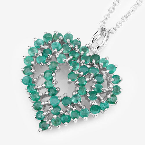 1.53 Carat Genuine Emerald .925 Sterling Silver Pendant on sale at MyriadMart