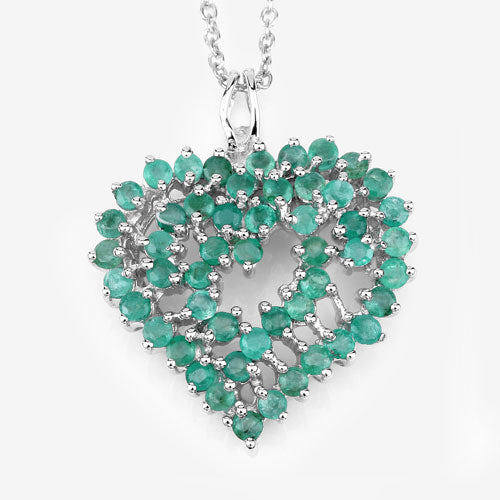 1.53 Carat Genuine Emerald .925 Sterling Silver Pendant on sale at MyriadMart