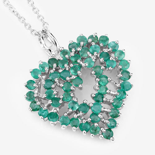 1.53 Carat Genuine Emerald .925 Sterling Silver Pendant on sale at MyriadMart