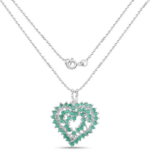 1.53 Carat Genuine Emerald .925 Sterling Silver Pendant on sale at MyriadMart