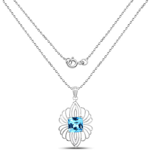 8.18 Carat Genuine Swiss Blue Topaz .925 Sterling Silver Pendant on sale at MyriadMart