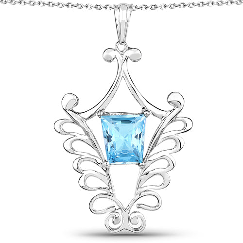 5.68 Carat Genuine Swiss Blue Topaz .925 Sterling Silver Pendant on sale at MyriadMart
