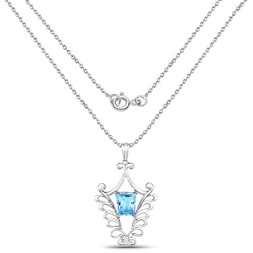5.68 Carat Genuine Swiss Blue Topaz .925 Sterling Silver Pendant on sale at MyriadMart