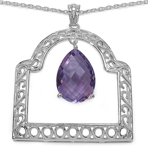 10.70 Carat Genuine Amethyst .925 Sterling Silver Pendant on sale at MyriadMart