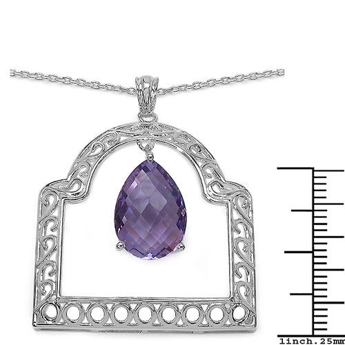 10.70 Carat Genuine Amethyst .925 Sterling Silver Pendant on sale at MyriadMart
