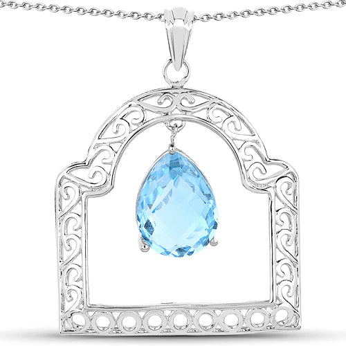 10.50 Carat Genuine Swiss Blue Topaz .925 Sterling Silver Pendant on sale at MyriadMart