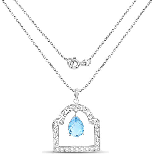 10.50 Carat Genuine Swiss Blue Topaz .925 Sterling Silver Pendant on sale at MyriadMart