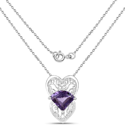 7.80 Carat Genuine Amethyst .925 Sterling Silver Pendant on sale at MyriadMart