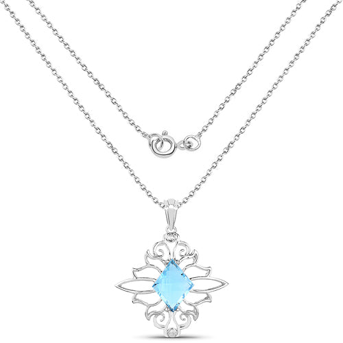 5.15 Carat Genuine Swiss Blue Topaz .925 Sterling Silver Pendant on sale at MyriadMart