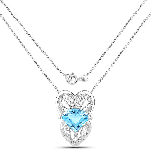 4.65 Carat Genuine Swiss Blue Topaz .925 Sterling Silver Pendant on sale at MyriadMart
