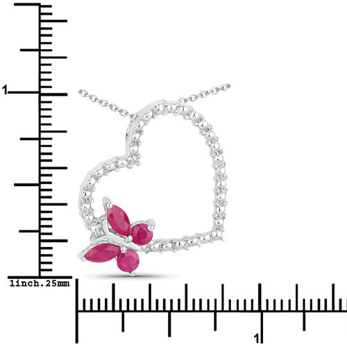 0.52 Carat Genuine Ruby and Created White Sapphire .925 Sterling Silver Pendant on sale at MyriadMart