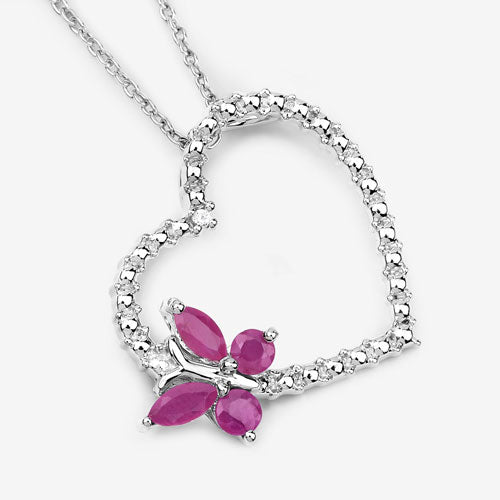 0.52 Carat Genuine Ruby and Created White Sapphire .925 Sterling Silver Pendant on sale at MyriadMart
