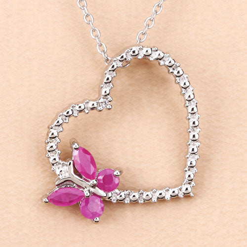 0.52 Carat Genuine Ruby and Created White Sapphire .925 Sterling Silver Pendant on sale at MyriadMart