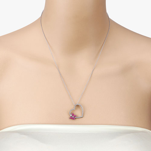 0.52 Carat Genuine Ruby and Created White Sapphire .925 Sterling Silver Pendant on sale at MyriadMart