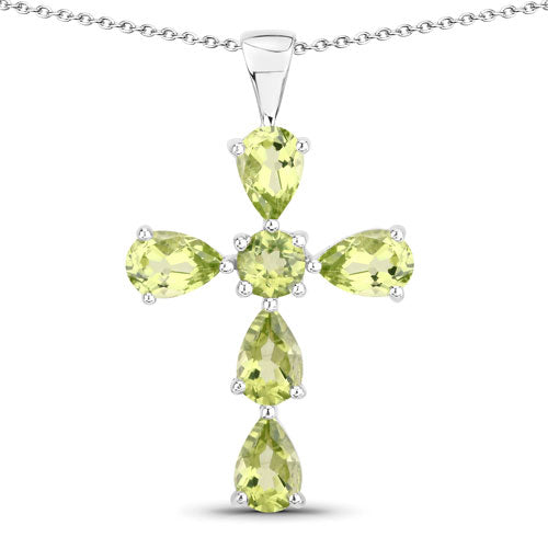 2.24 Carat Genuine Peridot .925 Sterling Silver Pendant on sale at MyriadMart