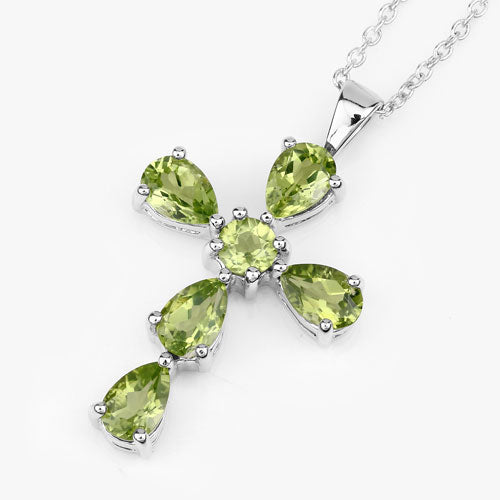 2.24 Carat Genuine Peridot .925 Sterling Silver Pendant on sale at MyriadMart