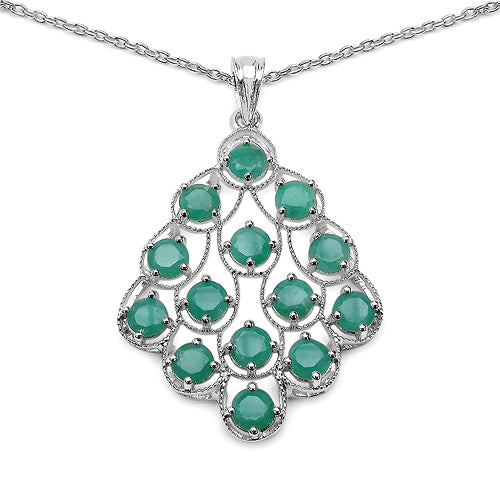 6.02 Carat Genuine Emerald .925 Sterling Silver Pendant on sale at MyriadMart