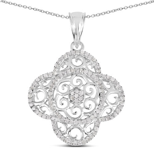 0.57 Carat Genuine White Diamond .925 Sterling Silver Pendant on sale at MyriadMart