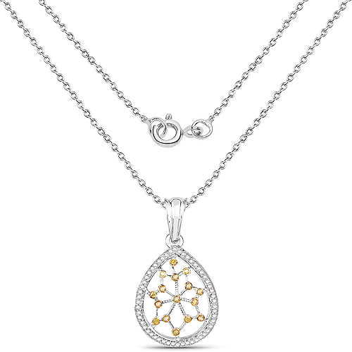 0.45 Carat Genuine White Diamond and Yellow Diamond .925 Sterling Silver Pendant on sale at MyriadMart